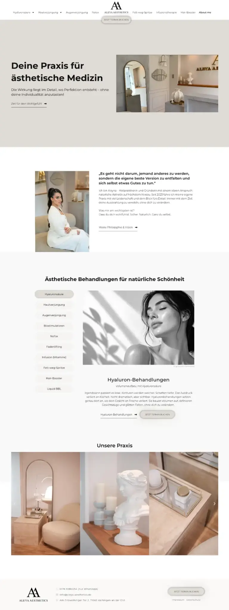 Website-Referenz von IdTify: Praxis für ästhetische Medizin (ganze Startseite)