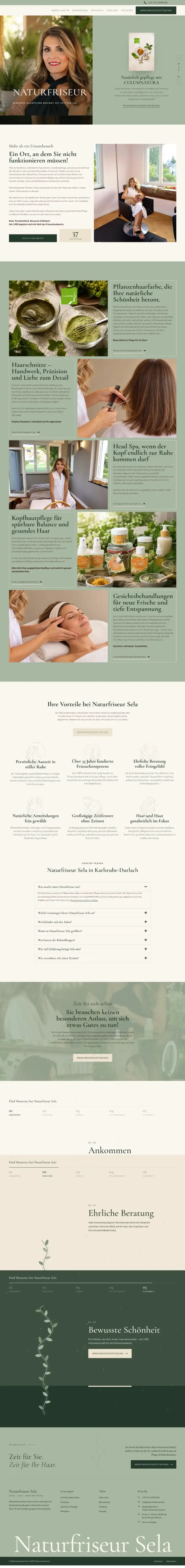 Website-Referenz von IdTify: Naturfriseur in Karlsruhe-Durlach (ganze Startseite)