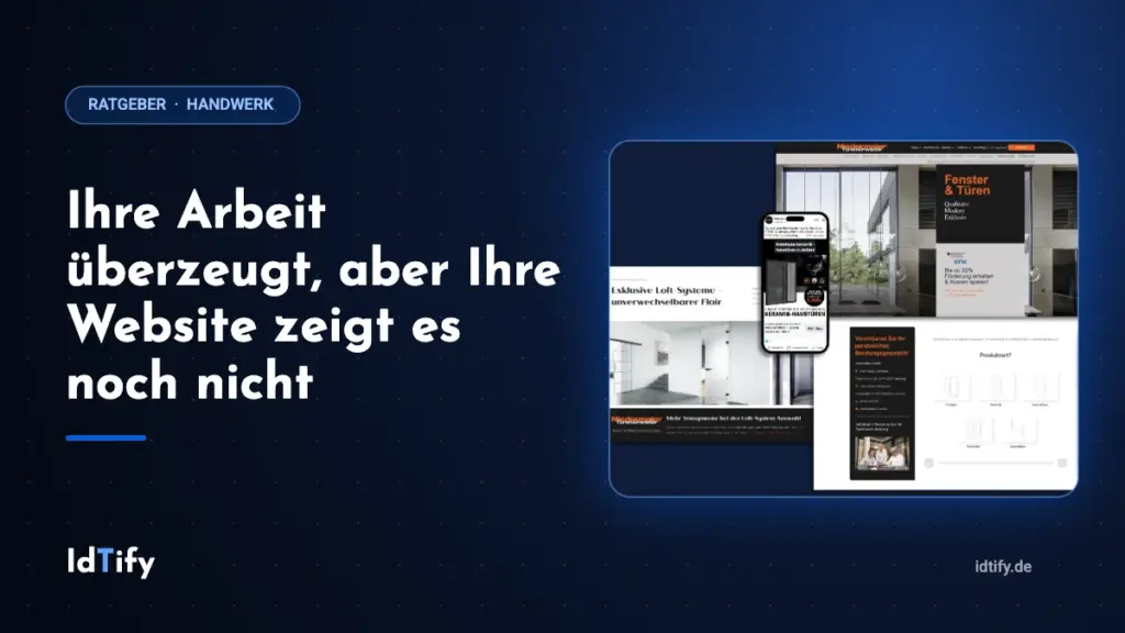 Ihre Arbeit überzeugt, aber Ihre Website zeigt es noch nicht – Ratgeber für Handwerksbetriebe von IdTify